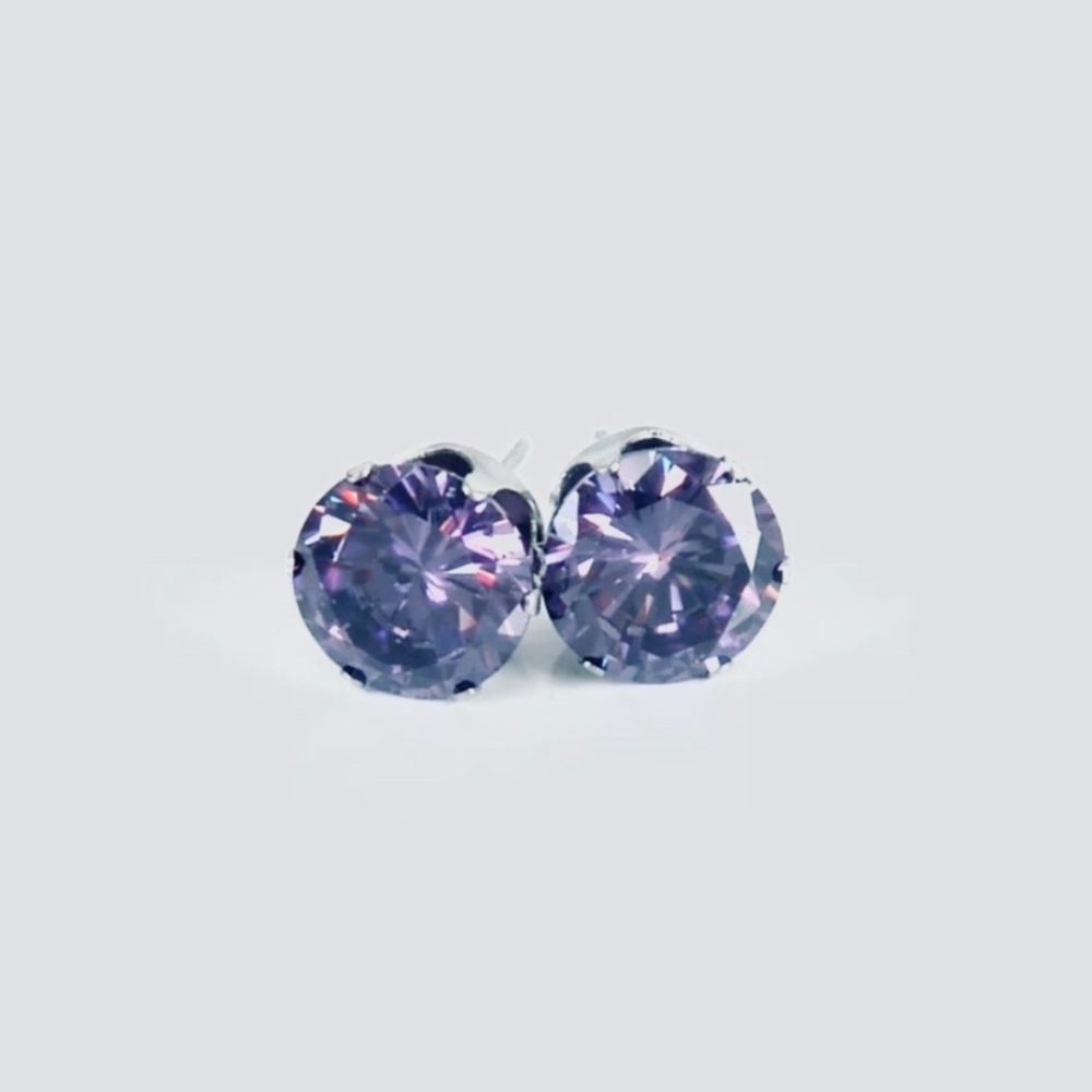 💗 Hypoallergenic Stainless Steel Purple Crystal Earrings 6mm NEW